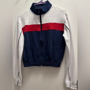Navy and Red Women's Bomber Jacket